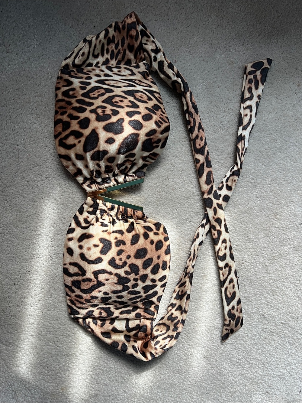 Victoria’s Secret Leopard Print Strapless Tie Bikini Top Sz M